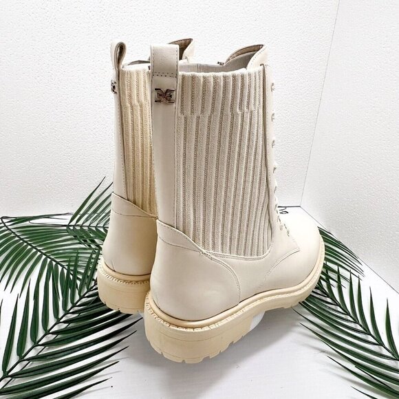 Sam Edelman Lydell Ivory Leather Combat Boots Lug Sole Size 9M NWB Chic Fall - Picture 5 of 13